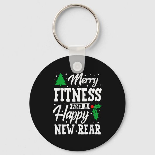 Merry Fitness Happy New Rear Workout Christmas  Sleutelhanger (Voorkant)