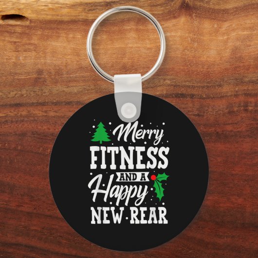 Merry Fitness Happy New Rear Workout Christmas  Sleutelhanger (Voorkant)
