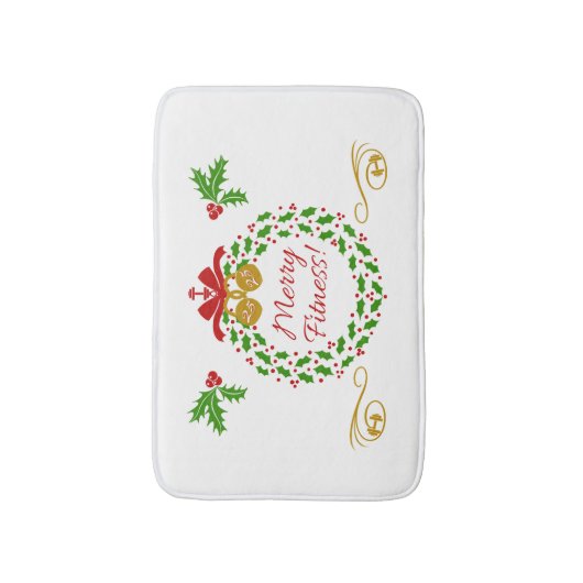 Merry Fitness Kerstmis met grote bath Mat (Voorkant Verticaal)