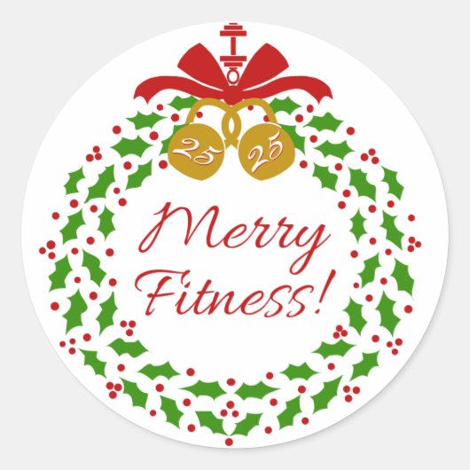 Merry Fitness Krans Ronde Stickers (Voorkant)