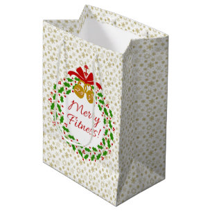 Merry Fitness met Gold Snowflakes Gift Bag Medium Cadeauzakje