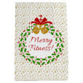 Merry Fitness met Gold Snowflakes Gift Bag Medium Cadeauzakje (Achterkant)