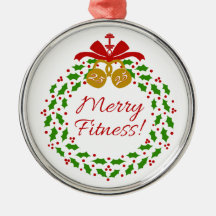 Merry Fitness met Premium Round Ornament