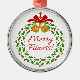 Merry Fitness met Premium Round Ornament