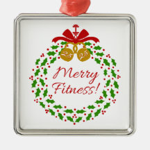 Merry Fitness met Premium Silver Ornament