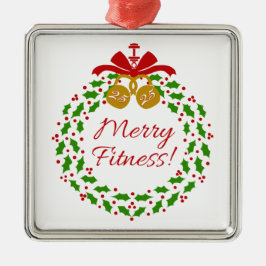 Merry Fitness met Premium Silver Ornament