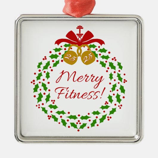 Merry Fitness met Premium Silver Ornament (Voorkant)