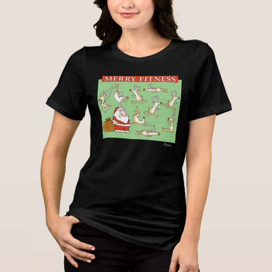 Merry Fitness oefening render door Sandra Boynton Tri-Blend Shirt (Voorkant)