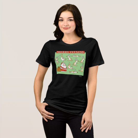 Merry Fitness oefening render door Sandra Boynton Tri-Blend Shirt (Voorkant volledig)