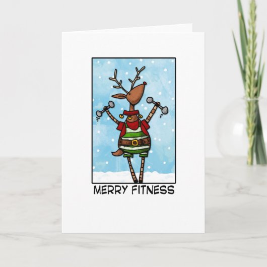 Merry Fitness Reindeer Feestdagen Kaart (Voorkant)