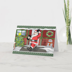 Merry Fitness Santa Dumbells Holiday Kaart