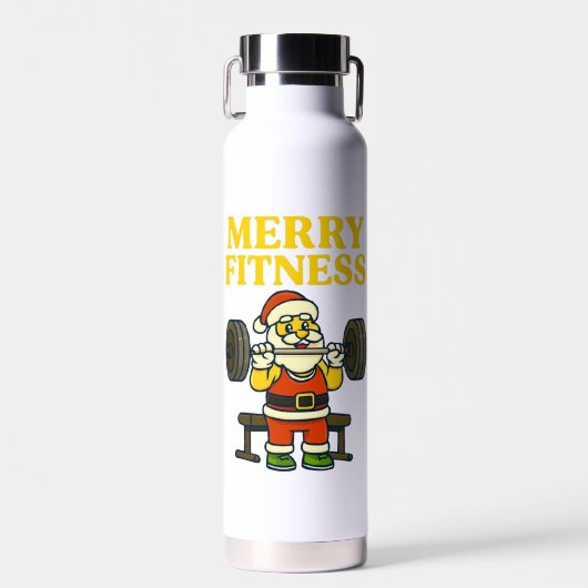 Merry Fitness Santa Gym Water Bottle Waterfles (Voorkant)