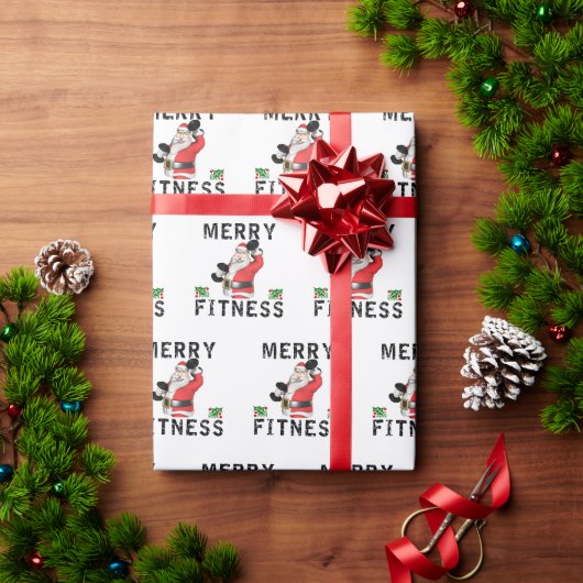 Merry Fitness Santa Weightlift Wrapping Paper Cadeaupapier (Feestdagen Geschenken)