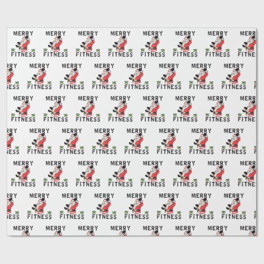 Merry Fitness Santa Weightlift Wrapping Paper Cadeaupapier (Vlak)