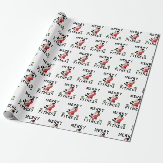 Merry Fitness Santa Weightlift Wrapping Paper Cadeaupapier (Uitgerold)