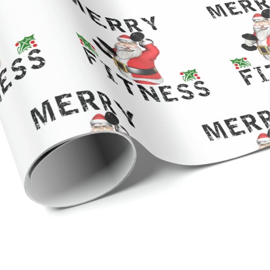 Merry Fitness Santa Weightlift Wrapping Paper Cadeaupapier (Rol Hoek)