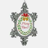 Merry Fitness Wreath Pewter Snowflake Ornament (Links)