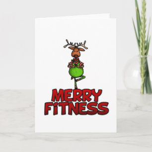 Merry Fitness - Yoga - Reindeer in Boom Posture Feestdagen Kaart