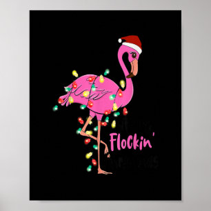 Merry Flamingo Pink in Santa Ha Poster