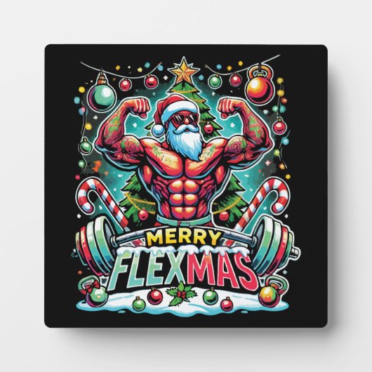 Merry Flexmas - Muscular Santa Christmas Gym Fotoplaat (Voorkant)