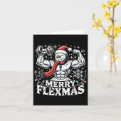 Merry Flexmas - Snowman Flexing Christmas Gym Body Kaart (Gele Bloem)