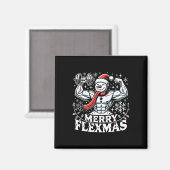 Merry Flexmas - Snowman Flexing Christmas Gym Body Magneet (Voorkant / Achterkant)
