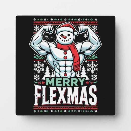 Merry Flexmas - Snowman Flexing Christmas Gym Fotoplaat (Voorkant)