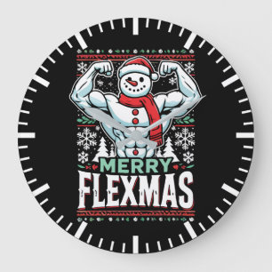 Merry Flexmas - Snowman Flexing Christmas Gym Grote Klok