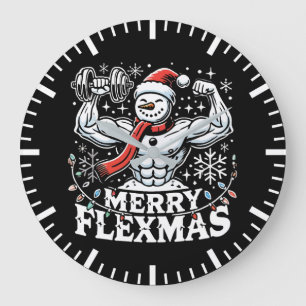 Merry Flexmas - Snowman Flexing Christmas Gym Grote Klok