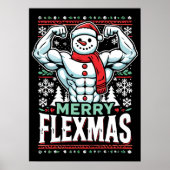 Merry Flexmas - Snowman Flexing Christmas Gym Poster (Voorkant)
