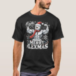Merry Flexmas - Snowman Flexing Christmas Gym T-shirt<br><div class="desc">Omarm de feestelijke geest en sportschool met dit hilarische "Merry Flexmas" -ontwerp! Met een gescheurde sneeuwman met uitpuilende biceps, omringd door feestelijke elementen zoals sneeuwvlokken, kerstbomen en vakantiepatronen, is dit ontwerp perfect voor iedereen die weigert zijn training over te slaan, zelfs tijdens de feestdagen. Of je nu een fitnessliefhebber, bodybuilder...</div>