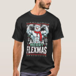 Merry Flexmas - Snowman Flexing Christmas Gym T-shirt<br><div class="desc">Omarm de feestelijke geest en sportschool met dit hilarische "Merry Flexmas" -ontwerp! Met een gescheurde sneeuwman met uitpuilende biceps, omringd door feestelijke elementen zoals sneeuwvlokken, kerstbomen en vakantiepatronen, is dit ontwerp perfect voor iedereen die weigert zijn training over te slaan, zelfs tijdens de feestdagen. Of je nu een fitnessliefhebber, bodybuilder...</div>