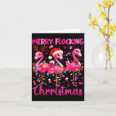Merry Flocking Christmas Flamingo Drink Pjs Xmas M Kaart (Gele Bloem)