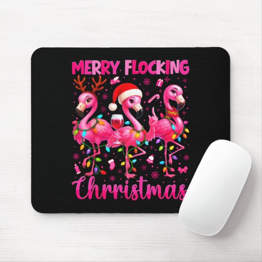 Merry Flocking Christmas Flamingo Drink Pjs Xmas M Muismat (Met muis)