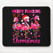 Merry Flocking Christmas Flamingo Drink Pjs Xmas M Muismat (Voorkant)