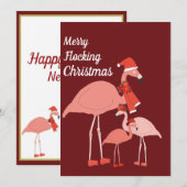 Merry Flocking Christmas Funny Flamingo Pet Sjaal Feestdagenkaart (Voorkant / Achterkant)