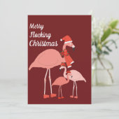 Merry Flocking Christmas Funny Flamingo Pet Sjaal Feestdagenkaart (Staand voorkant)