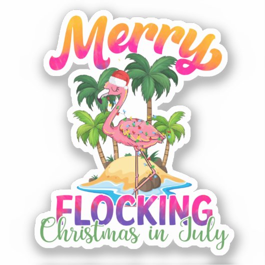 Merry Flocking Christmas | Kerst in juli Sticker (Voorkant)