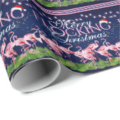 Merry Flocking Kerstroze flamingo Beach Cadeaupapier (Rol Hoek)