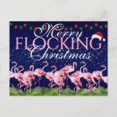 Merry Flocking Kerstroze Flamingo Feestdagenkaart (Voorkant)