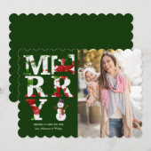 Merry Floral Photo Holiday Card Kaart (Voorkant / Achterkant)