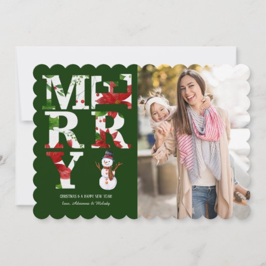 Merry Floral Photo Holiday Card Kaart (Voorkant)