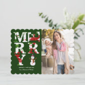 Merry Floral Photo Holiday Card Kaart (Staand voorkant)