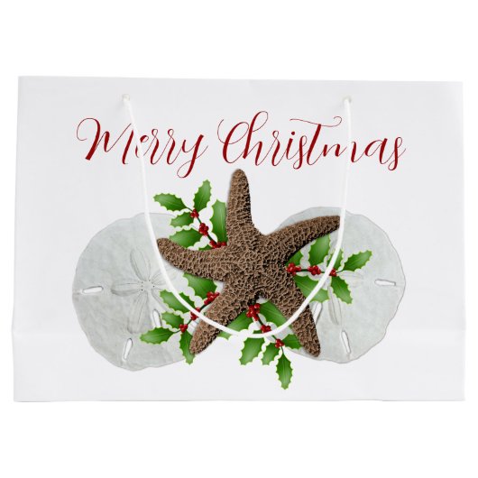 Merry Florida KerstStarfish Sand Dollars Groot Cadeauzakje (Achterkant)