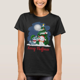 Merry Fluffmas Schattigee Kattenkerst T-shirt