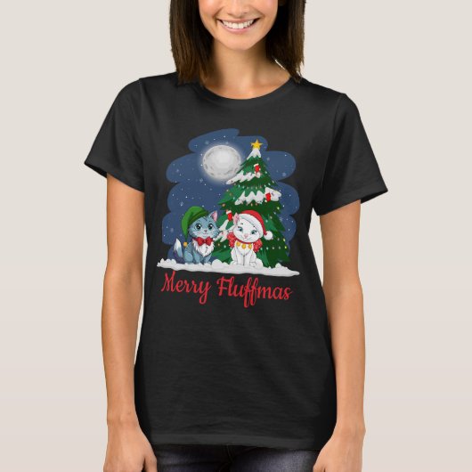 Merry Fluffmas Schattigee Kattenkerst T-shirt (Voorkant)
