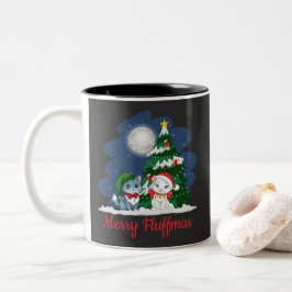 Merry Fluffmas Schattigee Kattenkerst Tweekleurige Koffiemok