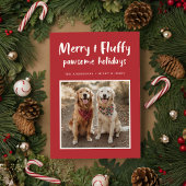 Merry Fluffy Golden Retriever Hond Foto Kerstmis Feestdagenkaart