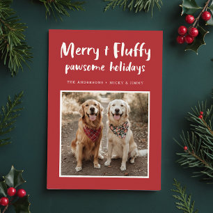 Merry Fluffy Golden Retriever Hond Foto Kerstmis Feestdagenkaart
