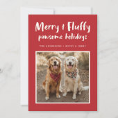 Merry Fluffy Golden Retriever Hond Foto Kerstmis Feestdagenkaart (Voorkant)
